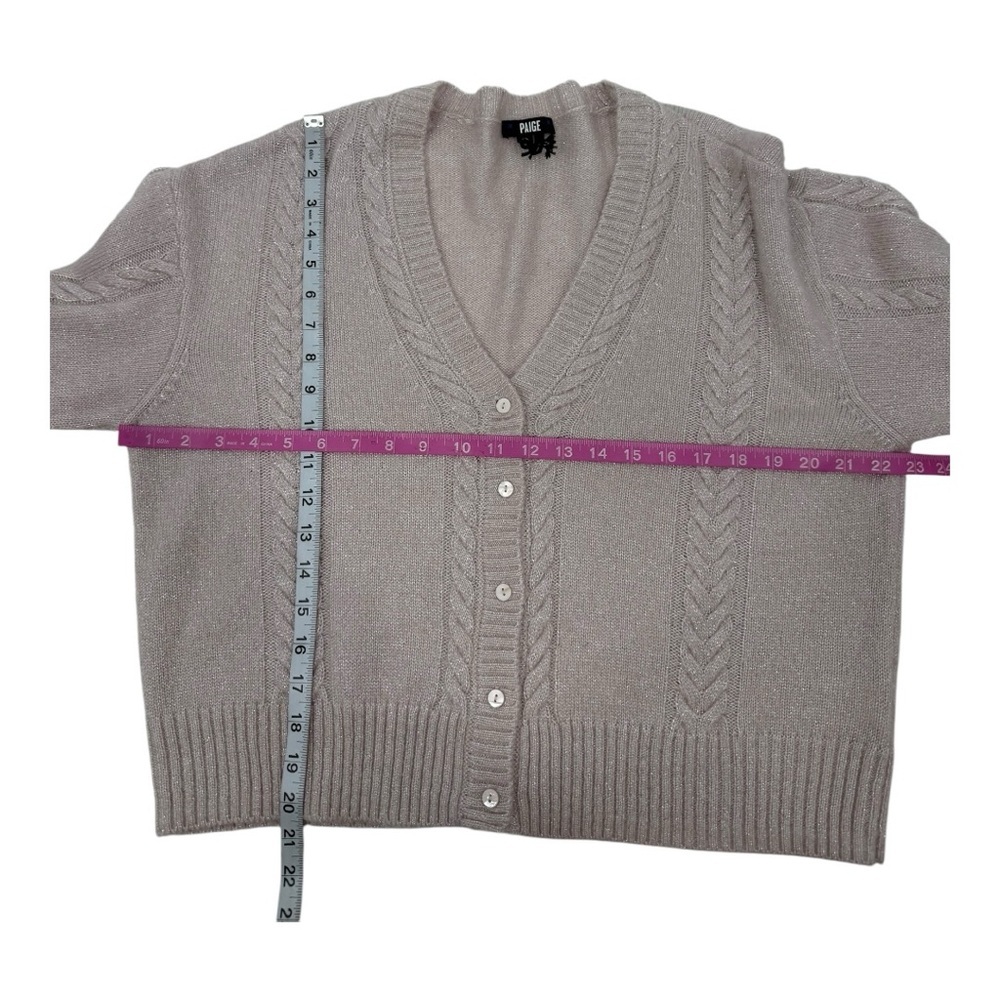 Paige wool blend Cable Knit Cardigan Cropped Sweater Y2K Buttons Front Closure - Picture 7 of 10